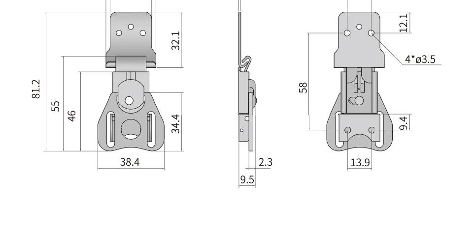 军用搭扣_军用蝴蝶锁_工具箱搭扣锁6326-55