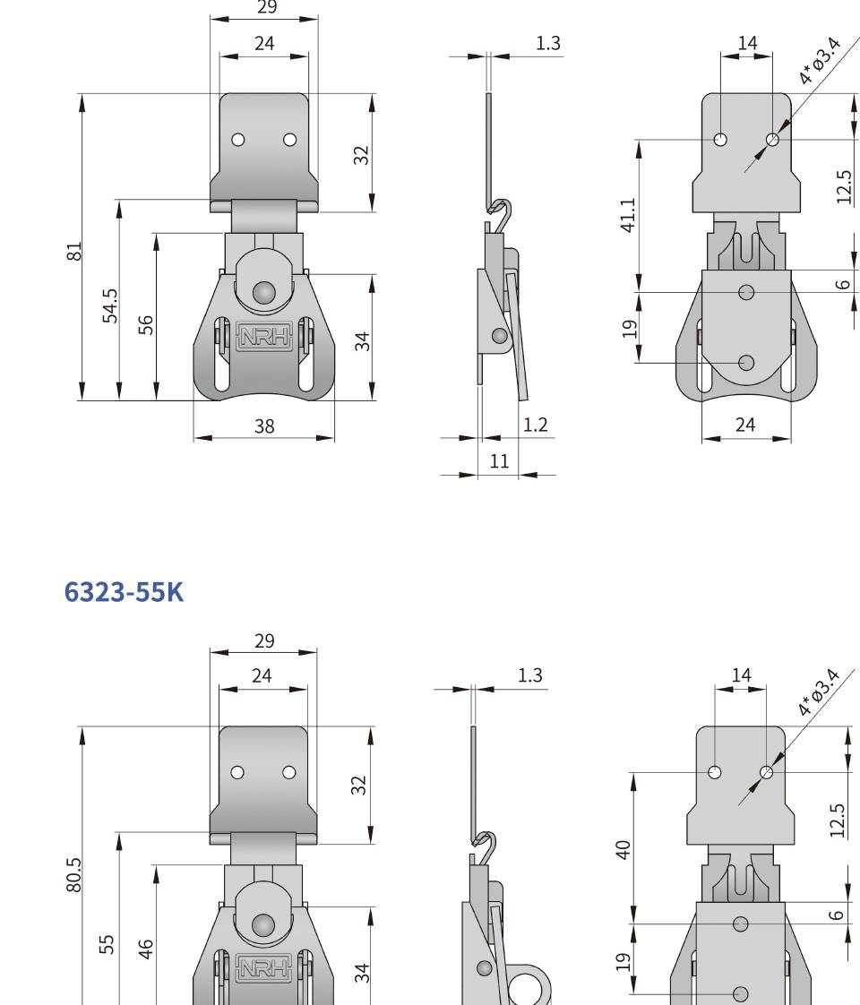 军用搭扣_保温箱蝴蝶锁扣_不锈钢滚塑箱搭扣锁6323-55K